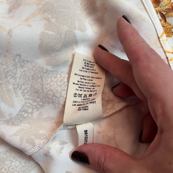 L'Agence Demie Cream Gold Satin Belted Shirt Mini Dress Maximalist Size 16 - Picture 7 of 7